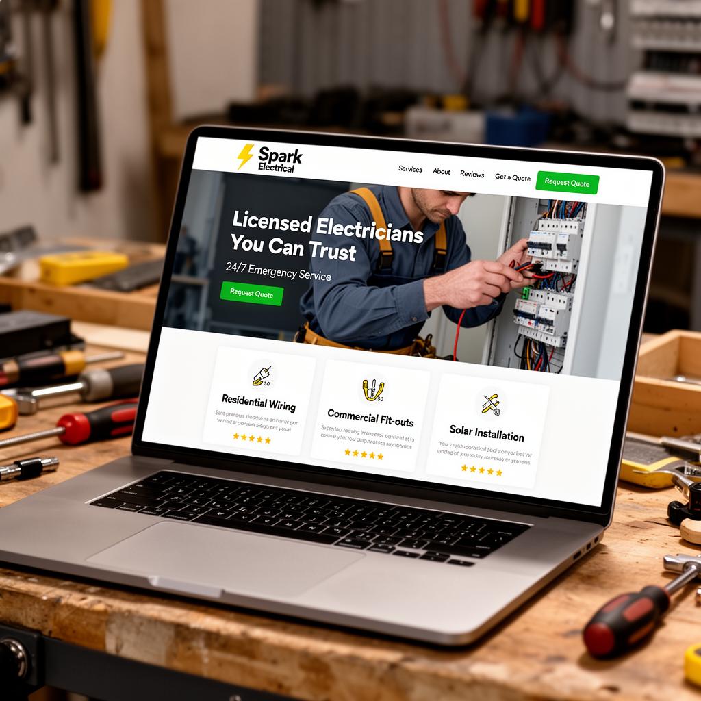 Tradie website mockup — Quote requests + service pages